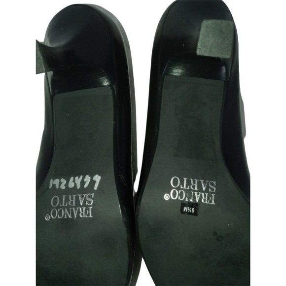 Franco Sarto Shoes, Square Toe, Black Vegan Leather, Stitching Design, High Heel - Picture 9 of 10